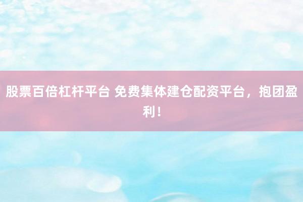 股票百倍杠杆平台 免费集体建仓配资平台，抱团盈利！