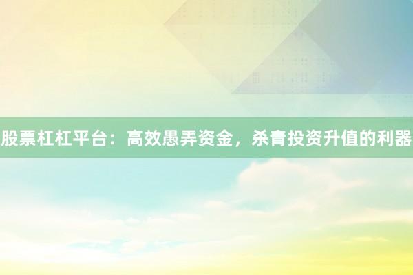 股票杠杠平台：高效愚弄资金，杀青投资升值的利器
