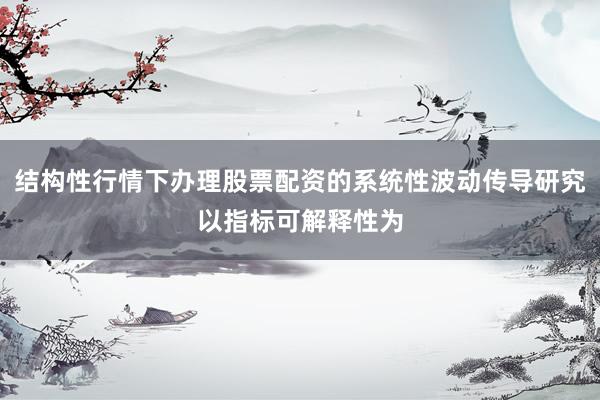 结构性行情下办理股票配资的系统性波动传导研究以指标可解释性为