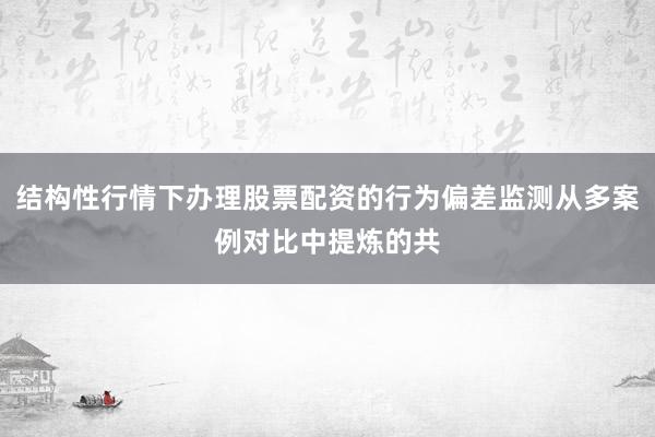 结构性行情下办理股票配资的行为偏差监测从多案例对比中提炼的共