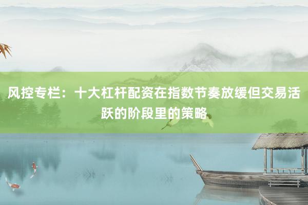 风控专栏：十大杠杆配资在指数节奏放缓但交易活跃的阶段里的策略