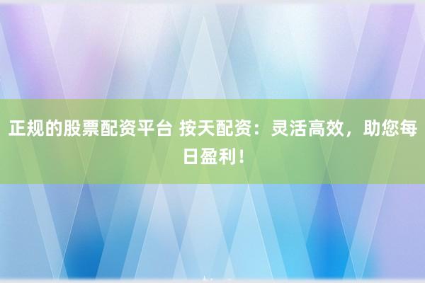 正规的股票配资平台 按天配资：灵活高效，助您每日盈利！