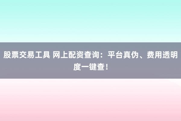 股票交易工具 网上配资查询：平台真伪、费用透明度一键查！